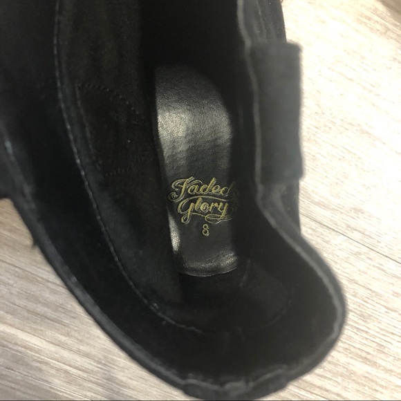 3/$23 Faded Glory Black Faux Suede Booties Size 8 - Picture 8 of 9